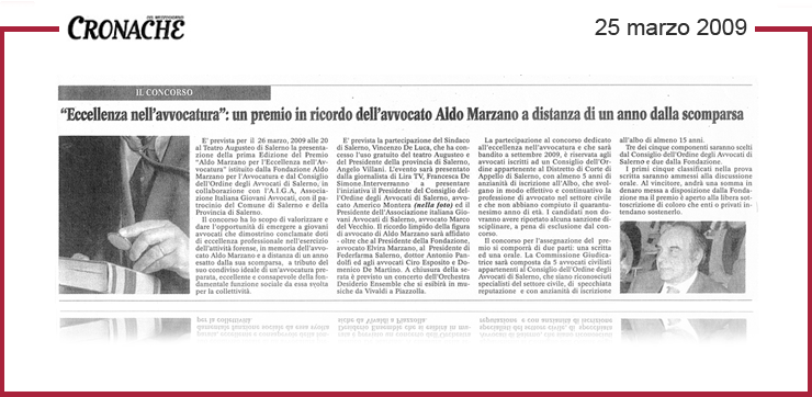 Rassegna Stampa Fondazione Aldo Marzano per l'Avvocatura