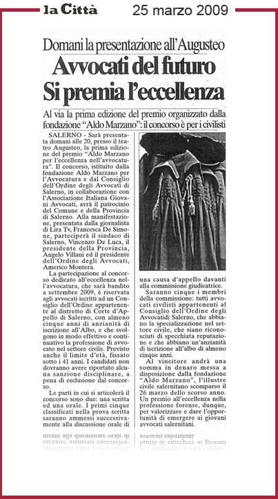 Rassegna Stampa Fondazione Aldo Marzano per l'Avvocatura
